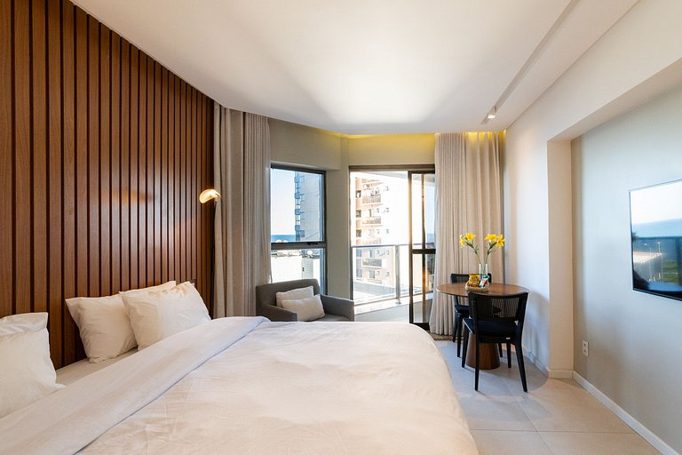 Flat Luxo Com Varanda Vista Mar